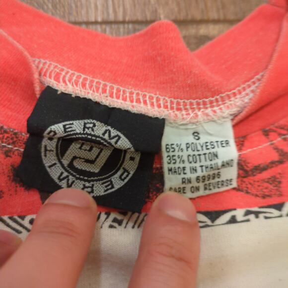 VTG Permit Men Small Shirt Boxy Surf Skate Striped Aztec Ocean Pacific OP Sport - Picture 3 of 9